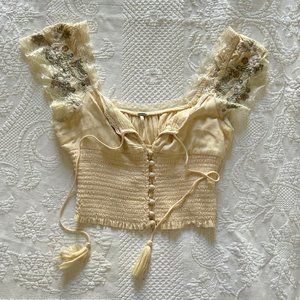Free People Cream Corset Cropped Top, size xs/s